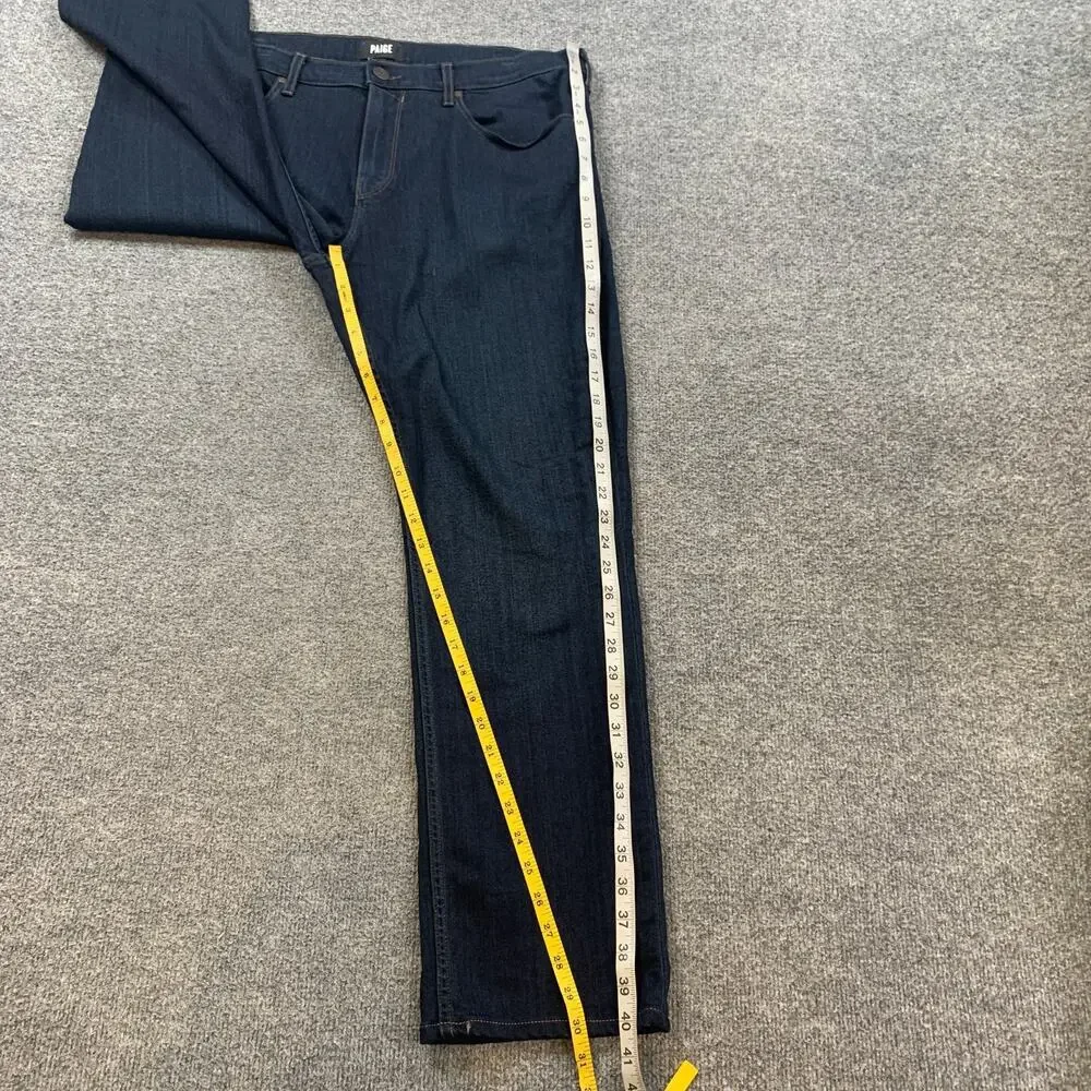 Paige Jeans Mens 35 Blue Federal Slim Straight Mid Rise Stretch Denim Dark Wash
